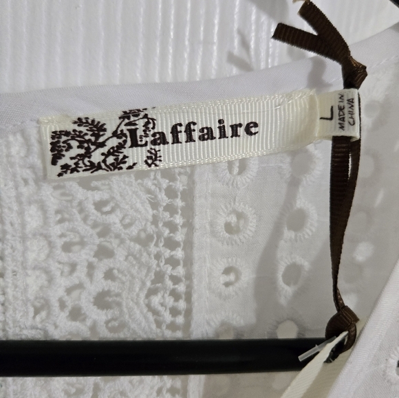 NEW Laffaire Crocheted Tank Top Women's Size Large White Cotton - Picture 10 of 15